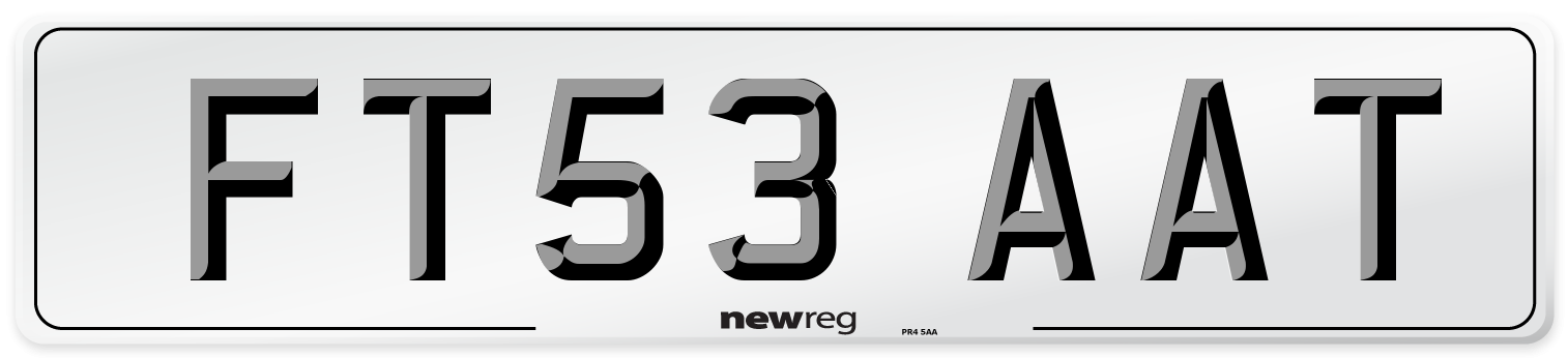 FT53 AAT Number Plate from New Reg